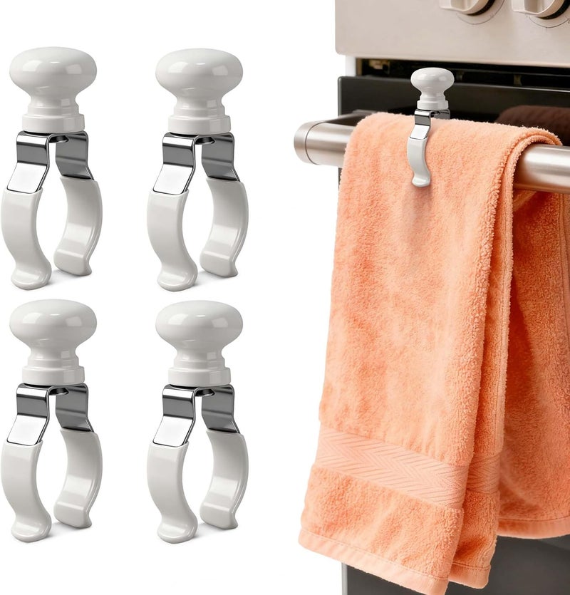 YANGSHUO Towel Clips Holder Kitchen: 4-Pack Metal Towel Clips - Rust & Heat Resistant Towel Holder for Oven Handle, Dishwasher, Gift for Women Mom - Image 1